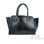 Coconuda Borsa a Mano in Pelle Verniciata Lucida Nera con Manici - Stile Donna Bags