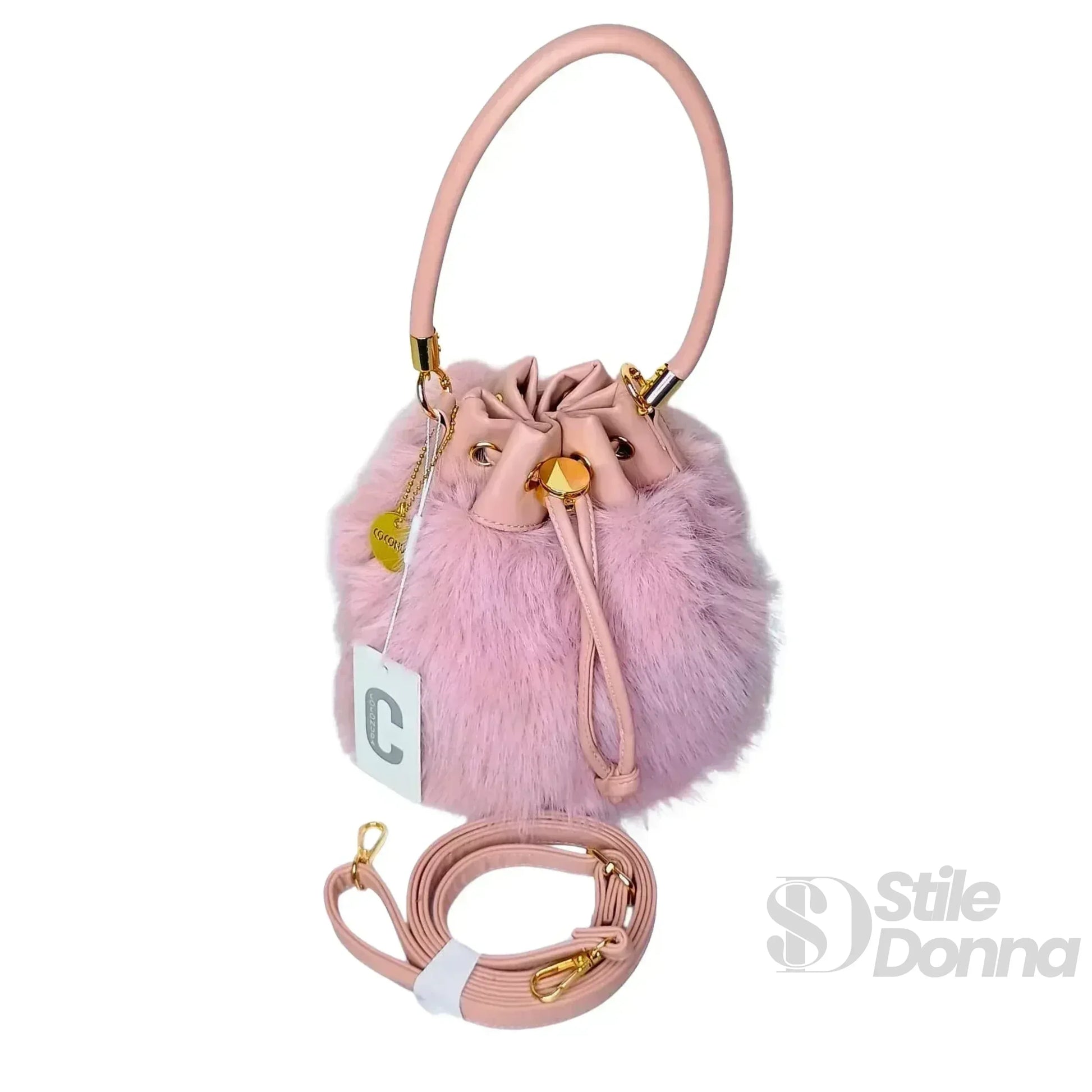 Coconuda borsa a secchiello pelliccia sintetica – interno e tasche