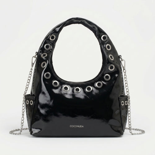 Coconuda Borsa a Tracolla in Ecopelle con Catena e Occhielli - Stile Donna Bags