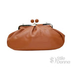 Coconuda Pochette in Ecopelle Marrone con Chiusura a Scatto e Tracolla - Stile Donna Bags
