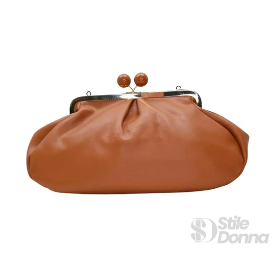Coconuda pochette ecopelle marrone liscia clutch – dettaglio esterno