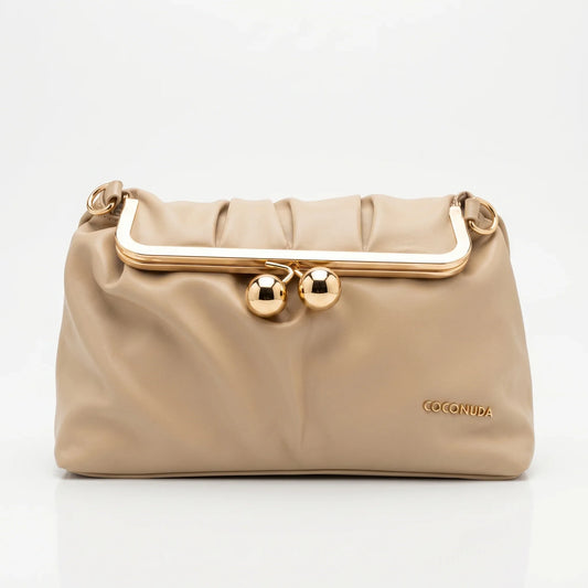 Coconuda pochette ecopelle morbida blu con chiusura a scatto – vista laterale