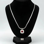 Collana Serpente in Argento con Pendente Rubino Rosso e Pavé di Cristallo - Stile Donna Bags