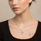 Collana Serpente in Argento con Pendente Rubino Rosso e Pavé di Cristallo - Stile Donna Bags