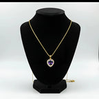 Collana con Aureola e Cuore Viola in Metallo Dorato - Stile Donna Bags