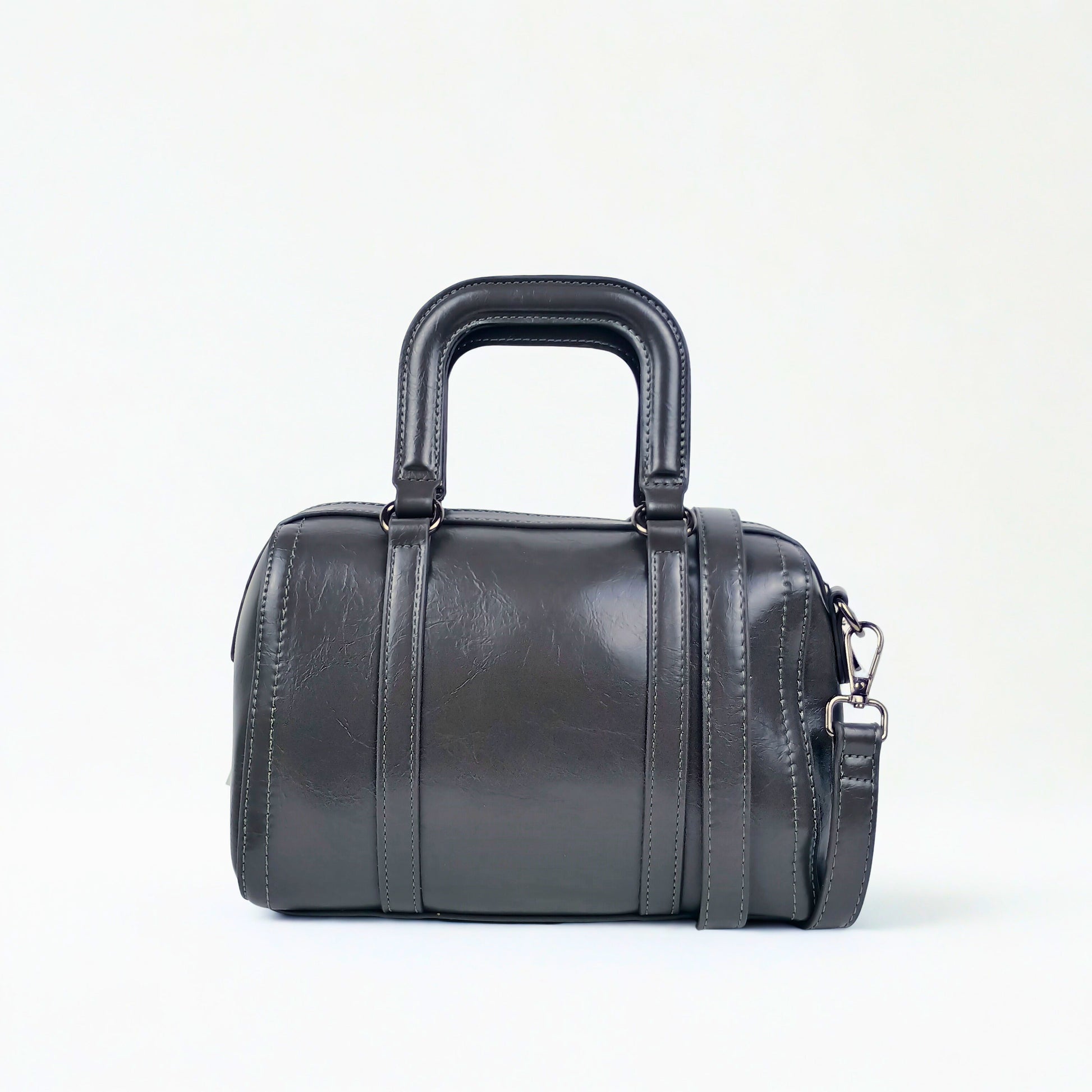 Dark Gray Faux Leather Handbag MS-1283 - Stile Donna Bags