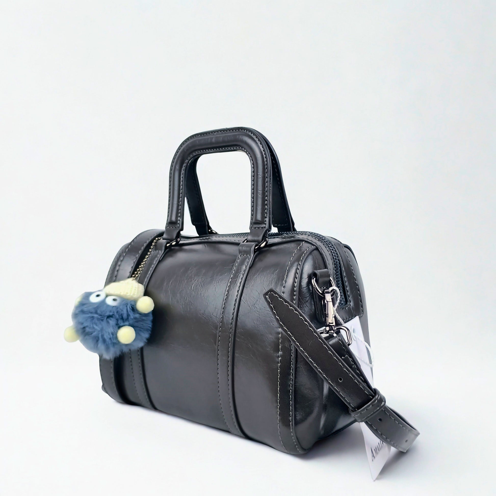 Dark Gray Faux Leather Handbag MS-1283 - Stile Donna Bags