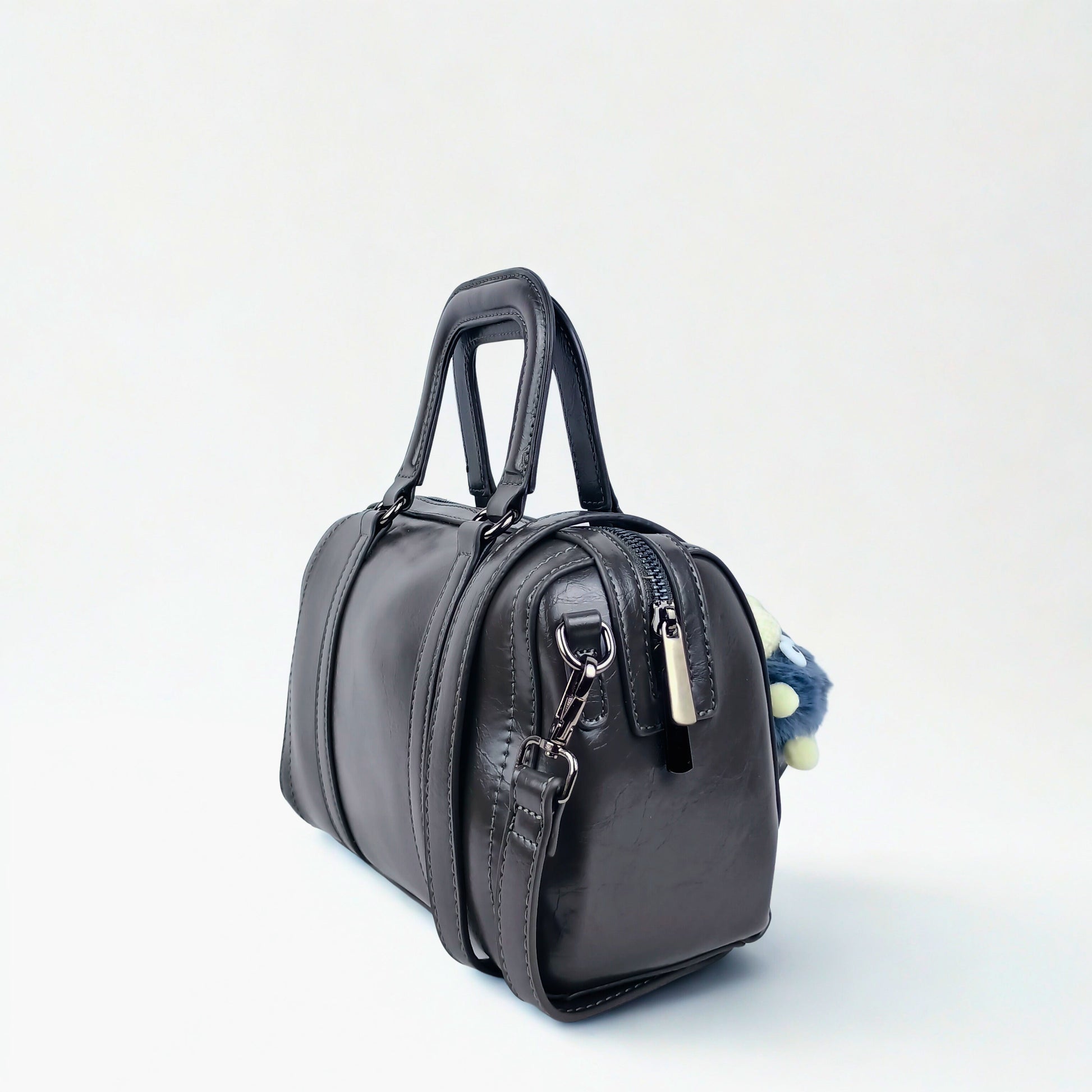 Dark Gray Faux Leather Handbag MS-1283 - Stile Donna Bags