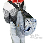 Dask Zaino in Denim con Stampa e Dettagli in Metallo Oro - Stile Donna Bags