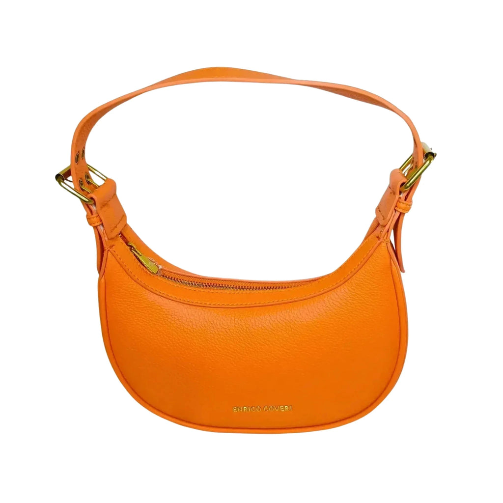 Enrico Coveri Borsa Hobo in Ecopelle Arancione con Dettagli Dorati - Stile Donna Bags