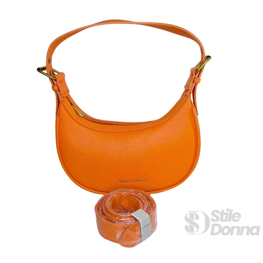 Enrico Coveri borsa hobo ecopelle arancione dettagli dorati – dettaglio esterno