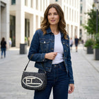 Enrico Coveri Borsa a Spalla in Jacquard con Logo - Stile Donna Bags