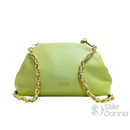 Borsa Clutch Enrico Coveri Verde Lime in Morbida | Dettaglio esterno | ecopelle | Verde
