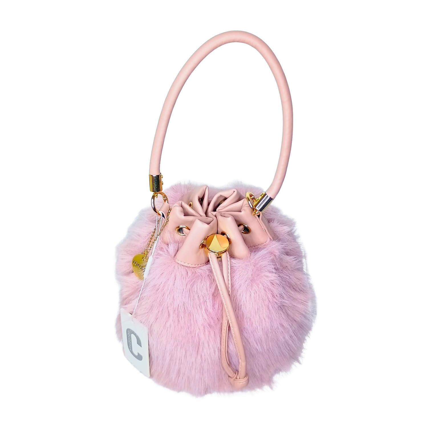 Faux Fur Bucket Bag with Shoulder Strap - MS-8394 - Stile Donna Bags