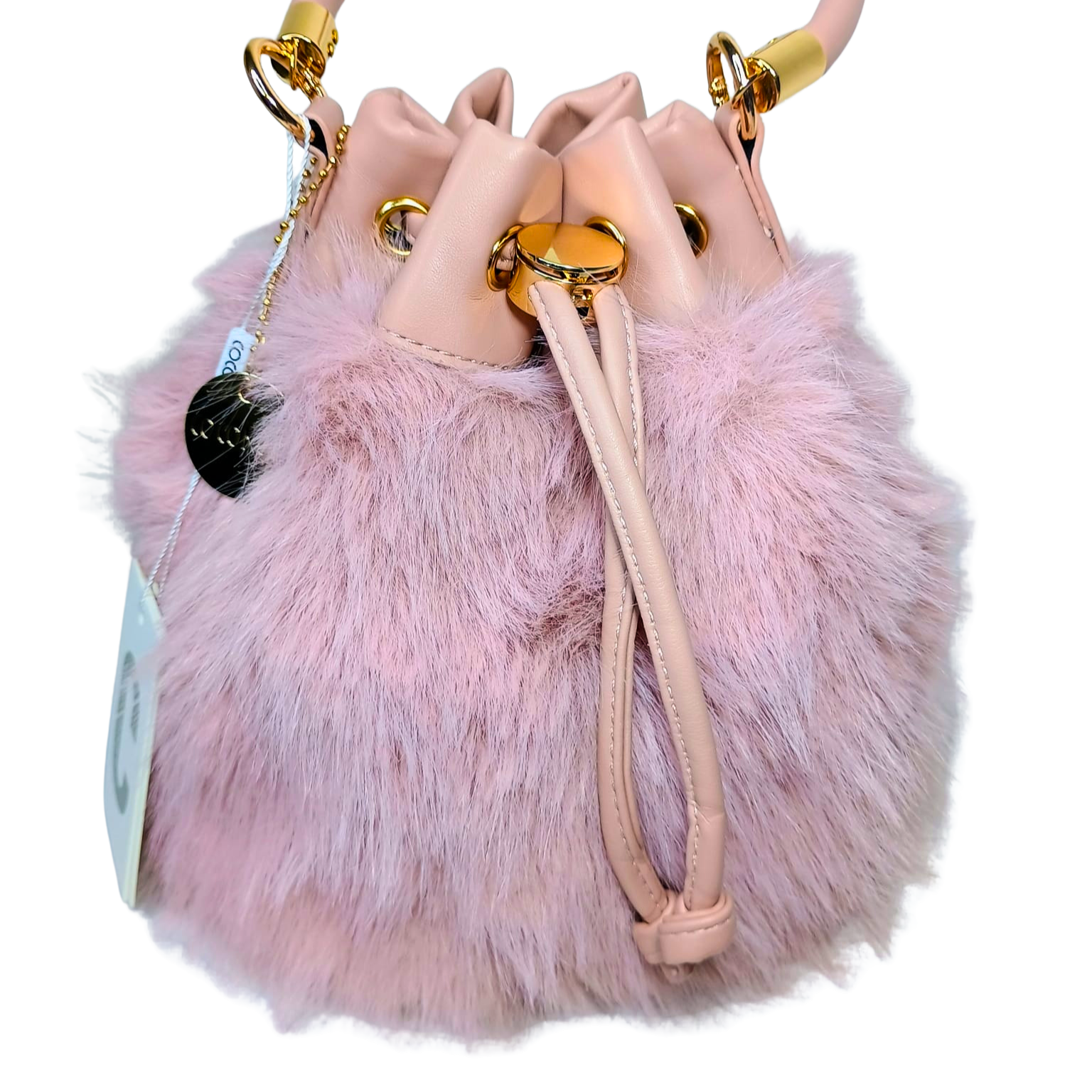 Faux Fur Bucket Bag with Shoulder Strap - MS-8394 - Stile Donna Bags