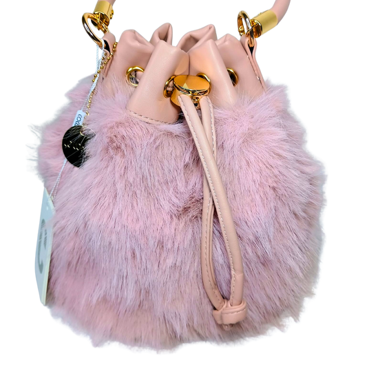 Faux Fur Bucket Bag with Shoulder Strap - MS-8394 - Stile Donna Bags