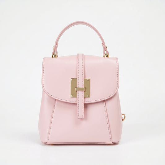 Helena zaino vera pelle made in Italy rosa – vista laterale