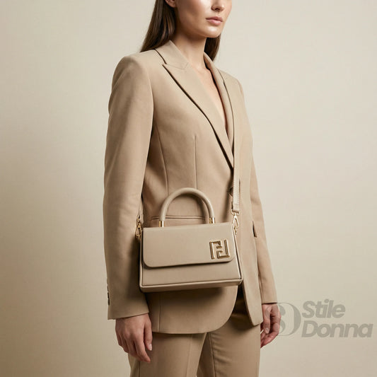 Herisson Firenze mini satchel ecopelle beige top handle – dettaglio esterno