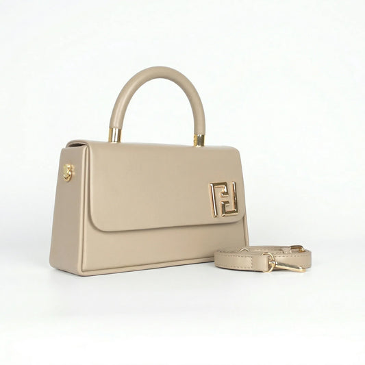 Herisson Firenze mini satchel ecopelle beige top handle – vista laterale