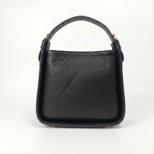 Holo borsa a mano vera pelle nera made in Italy – vista posteriore
