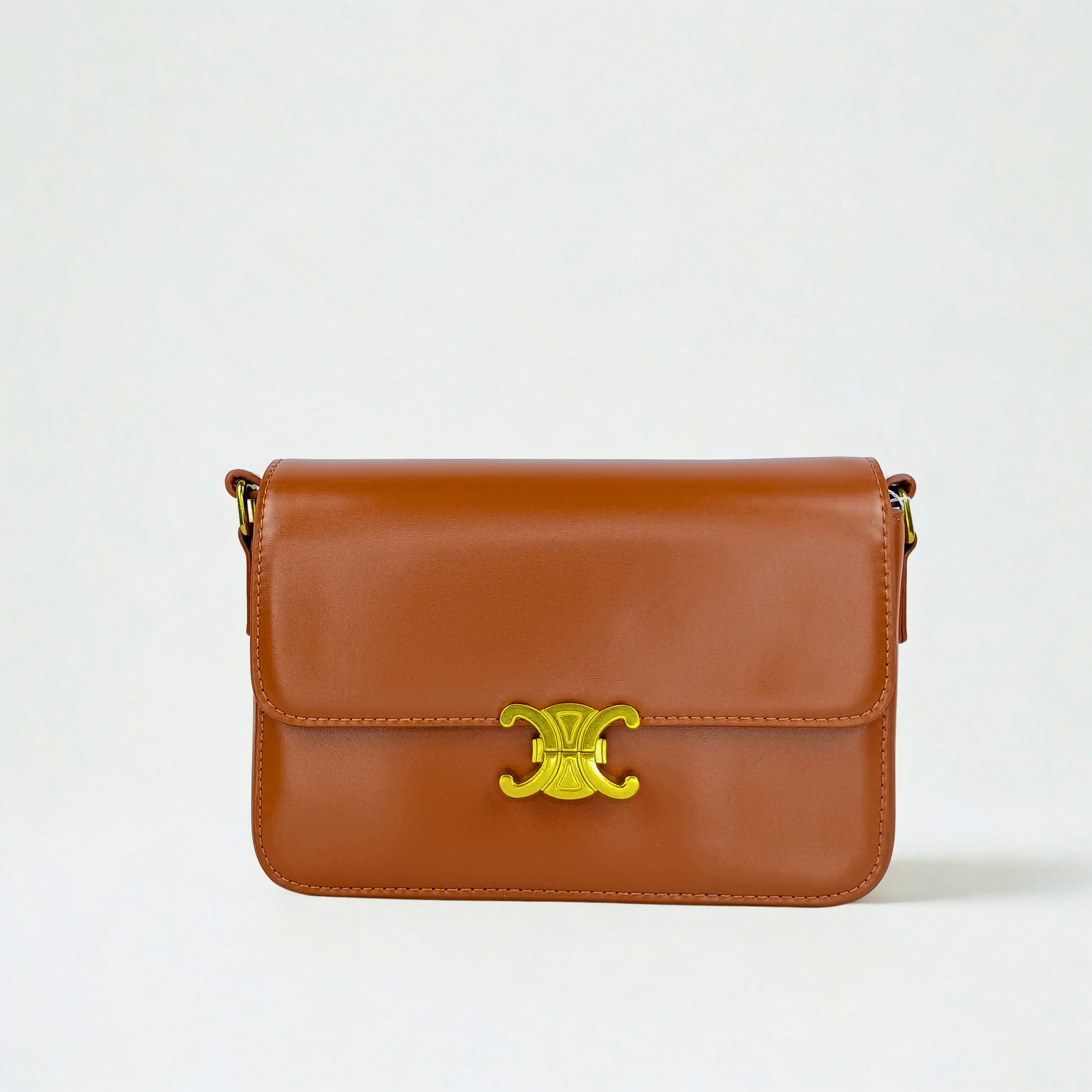Leather Flap Bag with Gold Hardware - MS-8899 - Stile Donna Bags