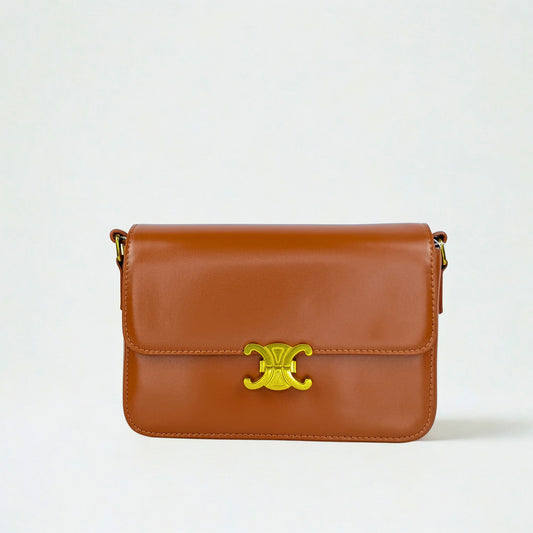 Leather Flap Bag with Gold Hardware - MS-8899 - Stile Donna Bags