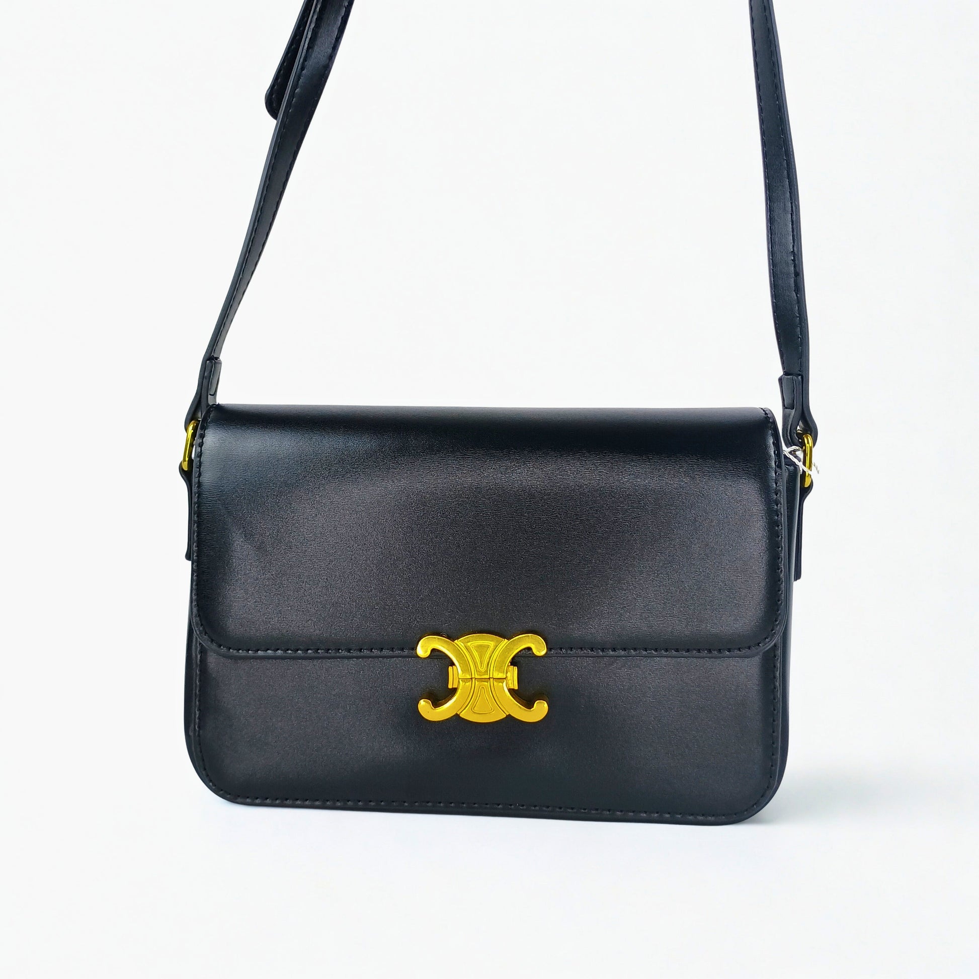 Leather Flap Bag with Gold Hardware - MS-8899 - Stile Donna Bags