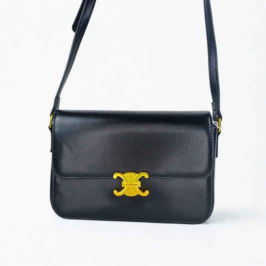 Leather Flap Bag with Gold Hardware - MS-8899 - Stile Donna Bags