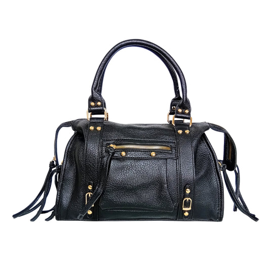Leather handbag with gold-toned hardware MS-2202 - Stile Donna Bags