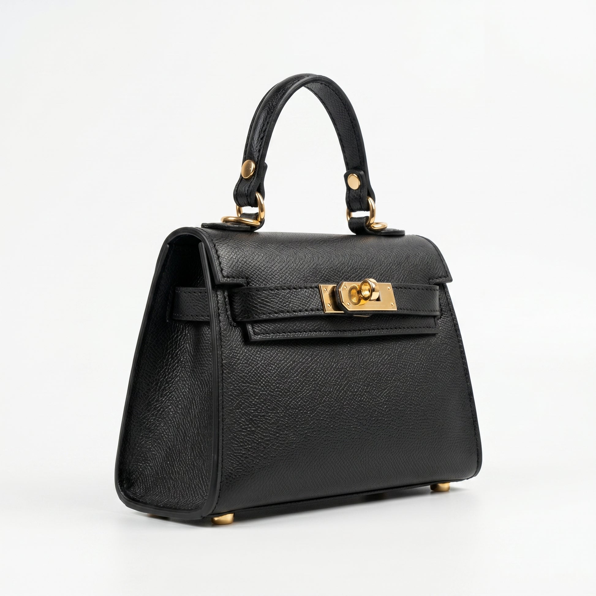 Mini Beky borsa vera pelle bianca – dettaglio chiusura rotante