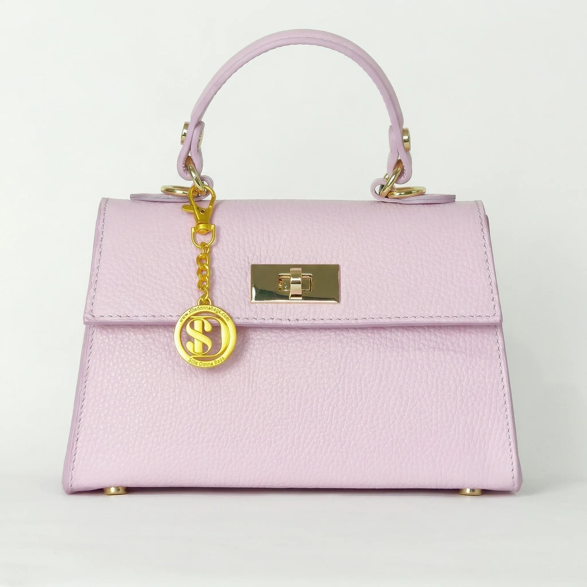 Veron mini borsa vera pelle rosa con tracolla rimovibile – vista laterale