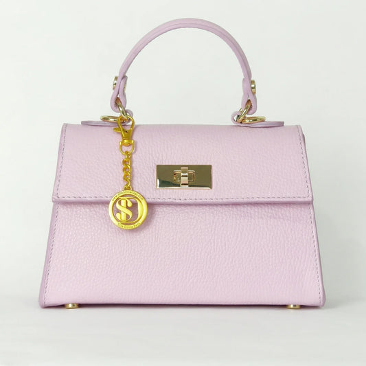 Veron mini borsa vera pelle rosa con tracolla rimovibile – vista laterale