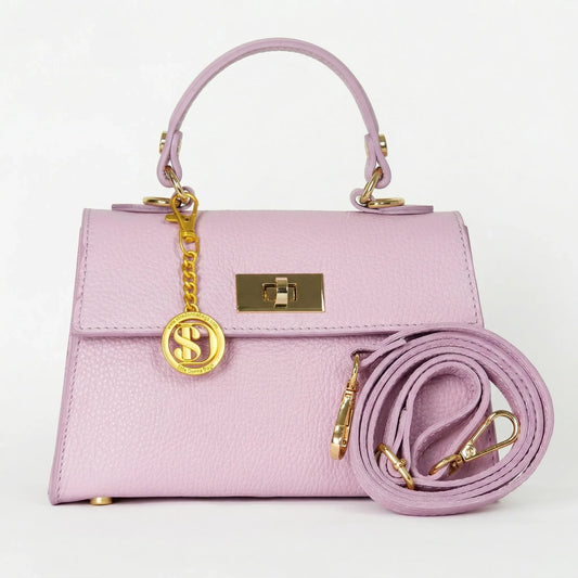 Veron mini borsa vera pelle rosa con tracolla rimovibile – vista posteriore