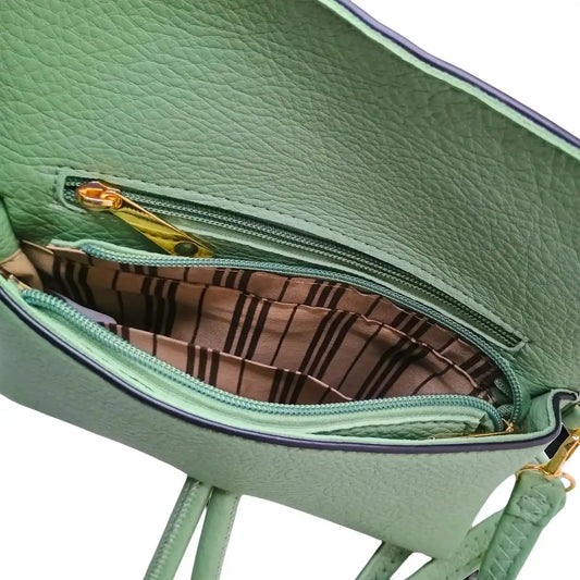 Mint Green Leather Clutch Bag - MS-9642 - Stile Donna Bags
