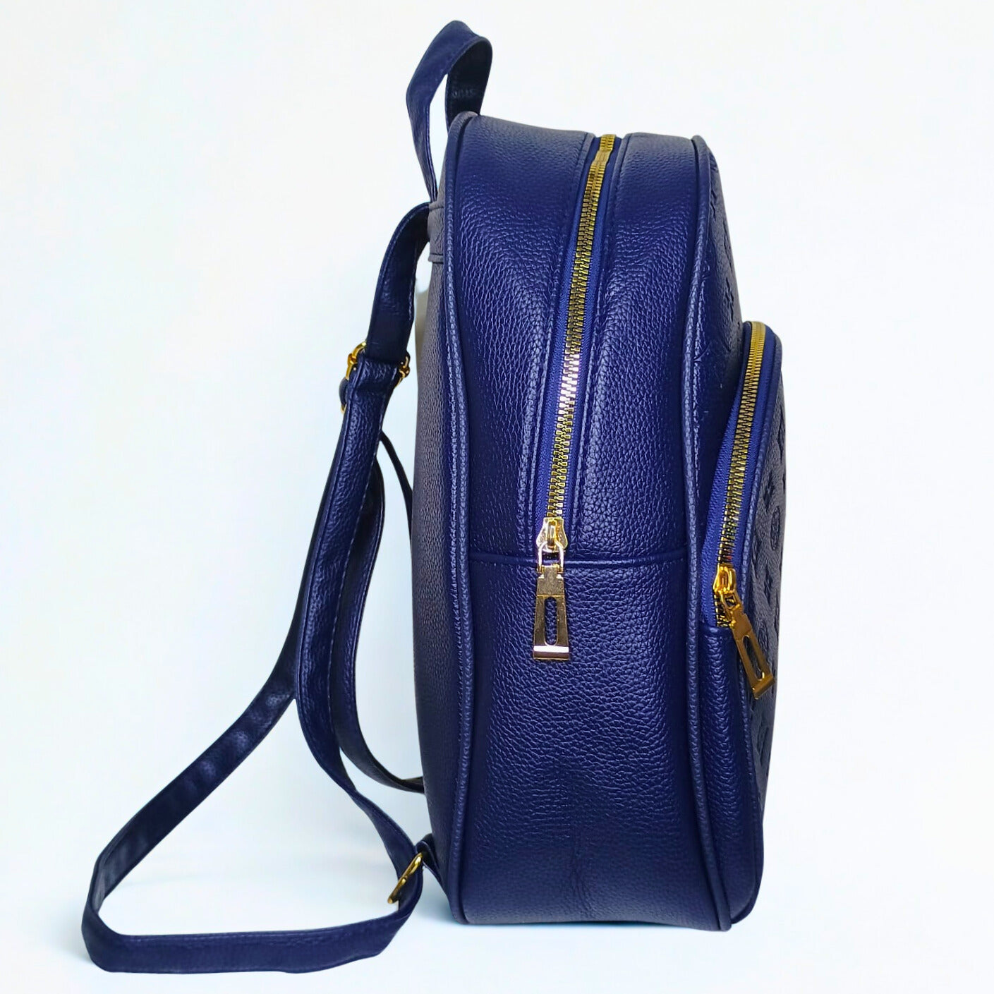 Navy Blue Leather Mini Backpack - MS-7254 - Stile Donna Bags