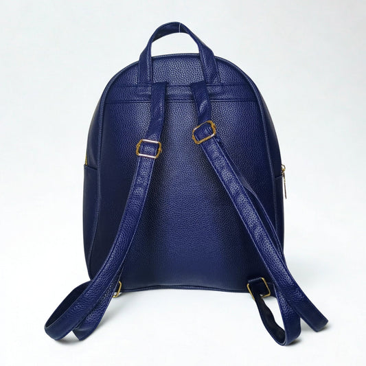 Navy Blue Leather Mini Backpack - MS-7254 - Stile Donna Bags