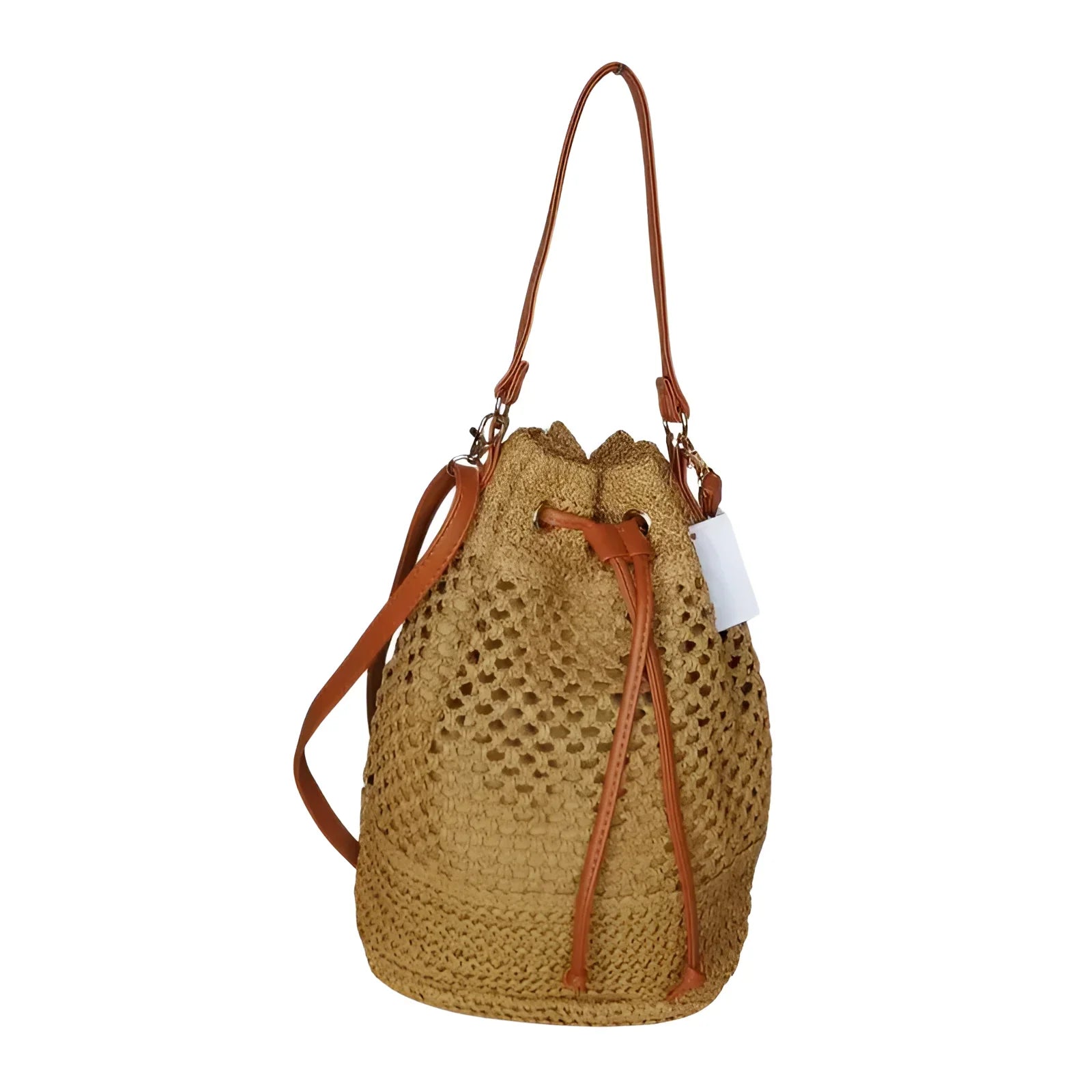 Net Bucket Bag with Leather Straps MS-7171 - Stile Donna Bags