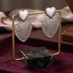 Orecchini Pendenti Doppio Cuore Argentati - Stile Donna Bags