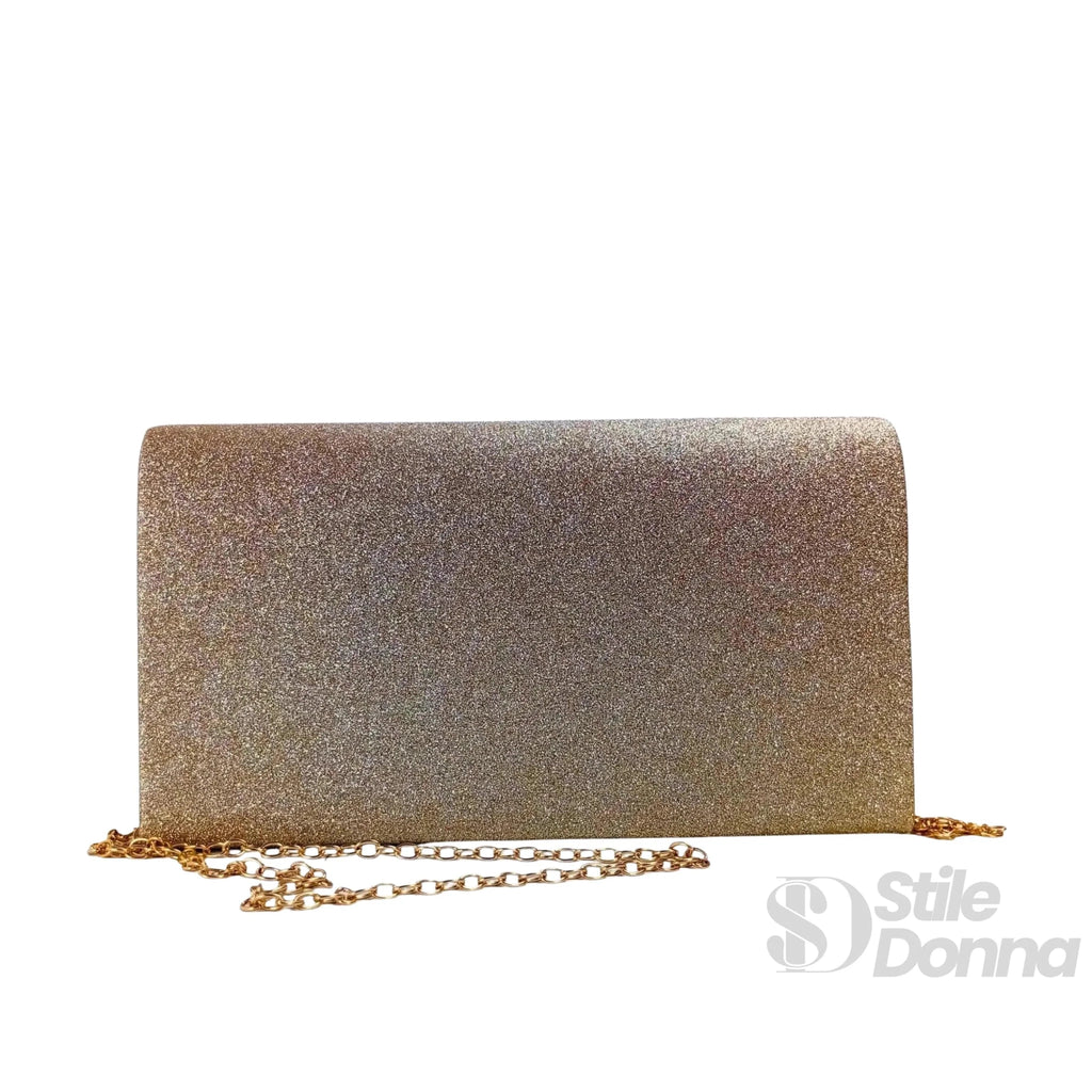 Pochette Busta in Strass Oro Scintillante per Serate Eleganti - Stile Donna Bags
