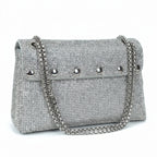Pochette con Strass in Cristallo e Interno Microfibra Antistrappo - Stile Donna Bags