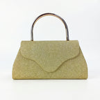 Pochette da Sera Glitter Dorata con Cristalli e Finiture Metallo - Stile Donna Bags