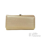 Portafoglio in Ecopelle con Scomparti per Carte e Finiture Dorate - Stile Donna Bags
