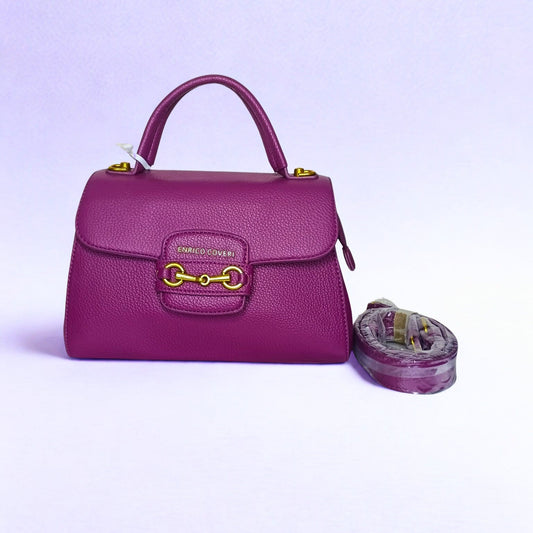 Purple Leather Satchel Bag - MS-0430 - Stile Donna Bags