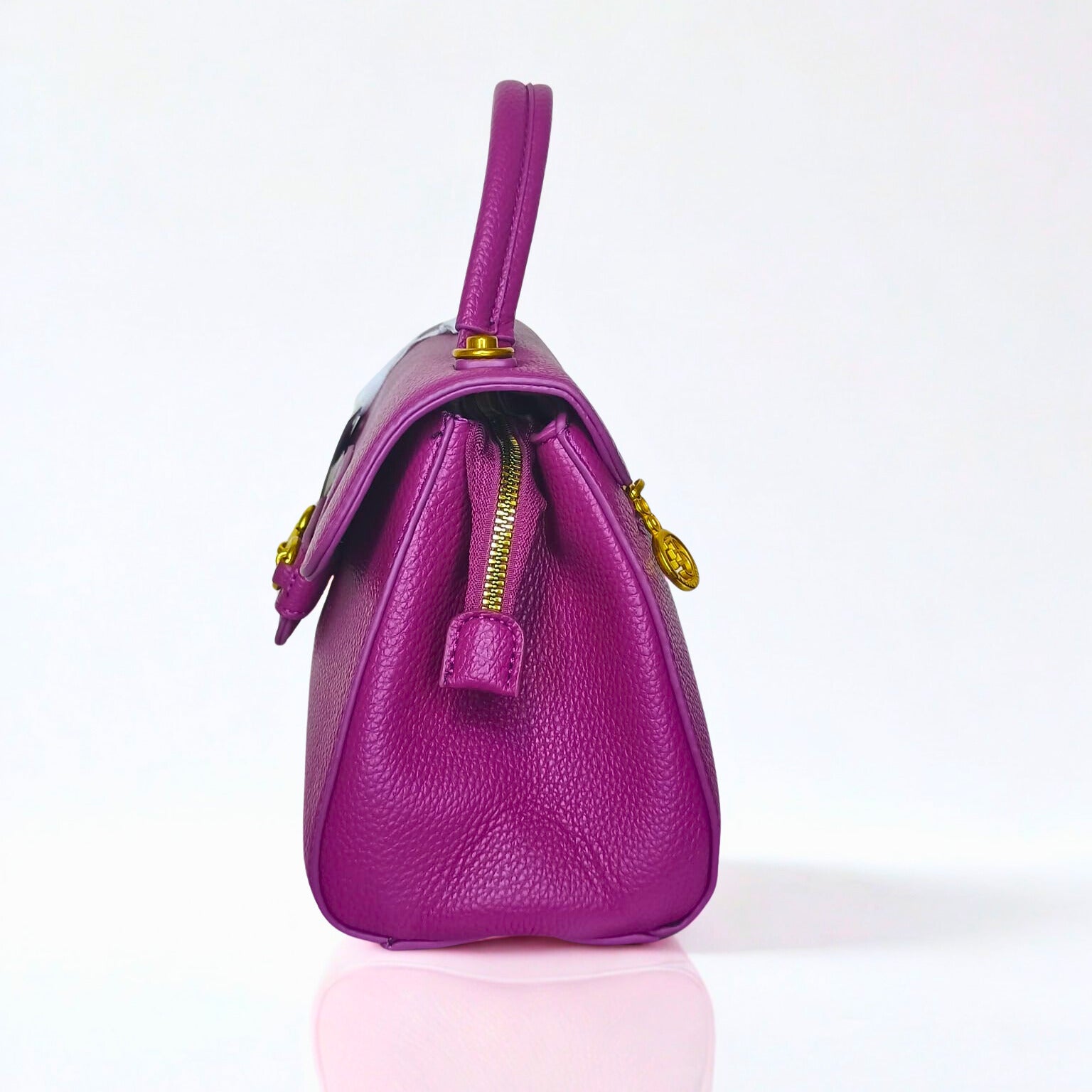 Purple Leather Satchel Bag - MS-0430 - Stile Donna Bags