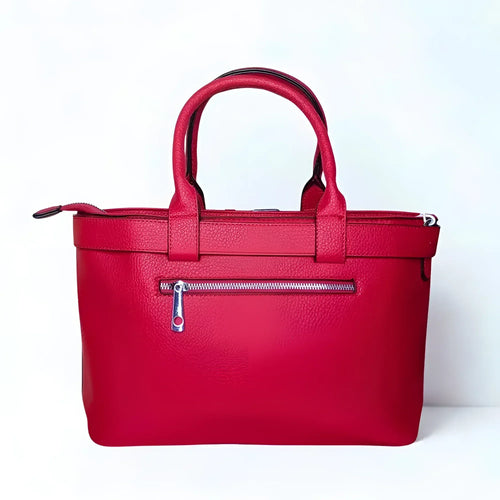 Red Leather Shopper Bag - MS-4740 - Stile Donna Bags