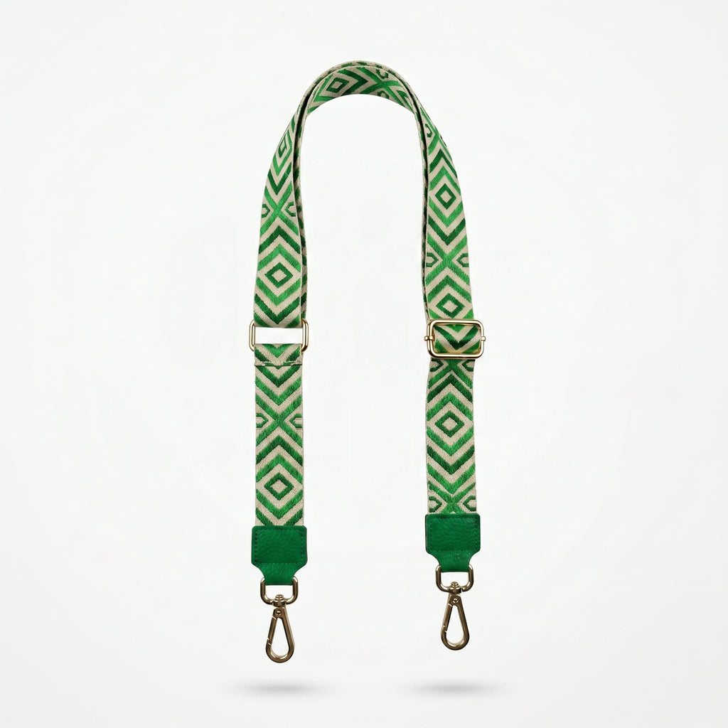 Tracolla per Borsa con Fantasia Geometrica Verde — Stile Donna Bags