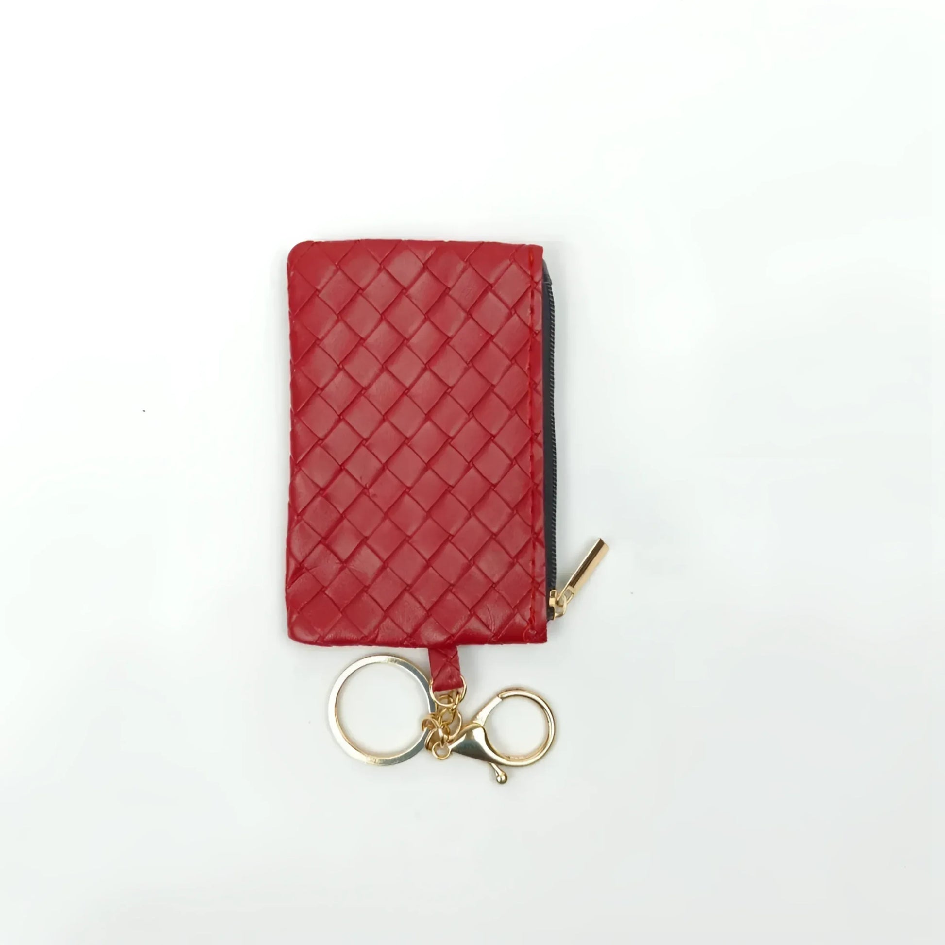 Ruby portafoglio portachiavi mini ecopelle intrecciata blu – vista posteriore