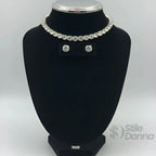 Set Collana Tennis Oro con Orecchini a Lobo e Pietre Rotonde - Stile Donna Bags