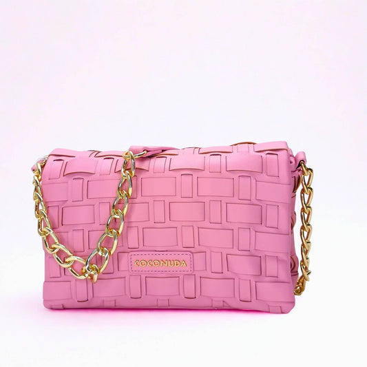 Silver Woven Bag with Chain Strap - MS-2087 - Stile Donna Bags