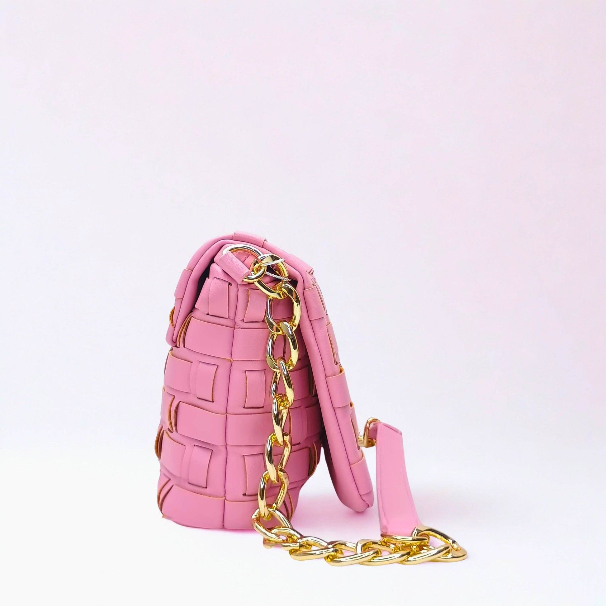 Silver Woven Bag with Chain Strap - MS-2087 - Stile Donna Bags